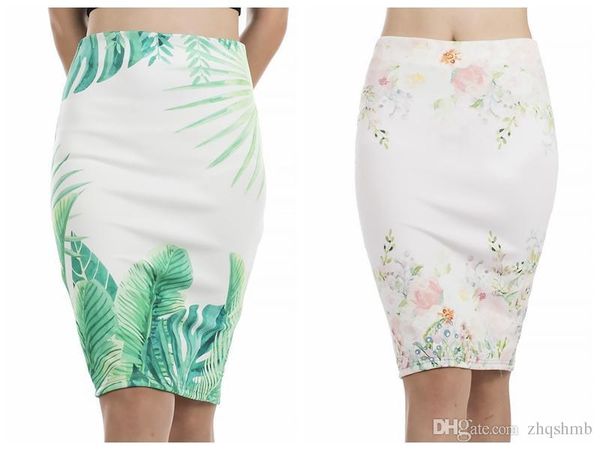

women dress skirt above knee hip wrap empire elegant new style ladies tight split green white leaves print digital casual dresses size m l, Black