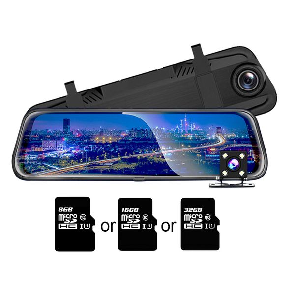 

tospra car dvr camera dual lens 10" full hd 1080p mirror rear view video dashboard recorder touch screen night vision dash cam