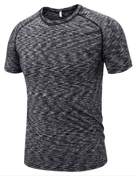 

2019 men's tight clothes running short-sleeved quick-drying t-shirt 378, Black;blue