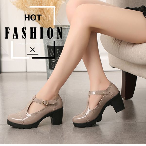 

cuculus 2019 women shoes high heels casual mary jane platform shoes zapatos mujer office party banquet chaussures femme 1081, Black