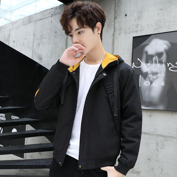 

mens designer coat fashion tooling jacket all-match handsome loose sports clothes, Black;brown