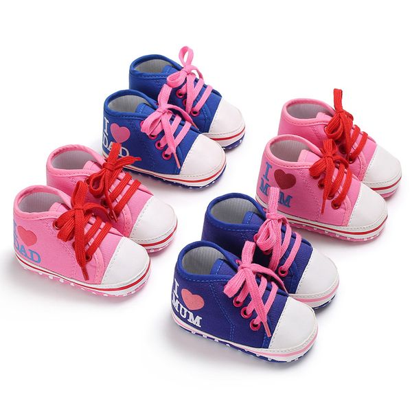 

spring and autumn 0-1 years old boys and girls baby casual canvas shoes baby toddler shoes, love dad, love mum
