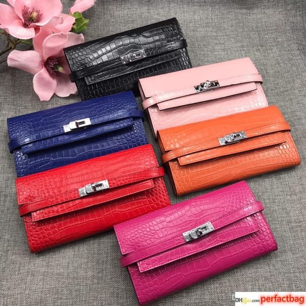 

fashoin luxury women classic wallets purse clutch handbag 19cm gold hardware long style wallet with box full packing, Red;black