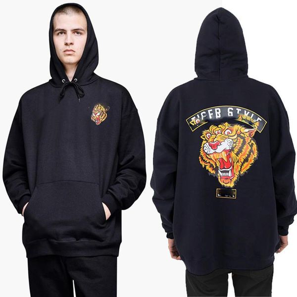 

19ss новые хип-хоп мужской тигр плюс бархат свитер спортивной капюшоном мужской свитер балахон мужской моды балахон spor, Black