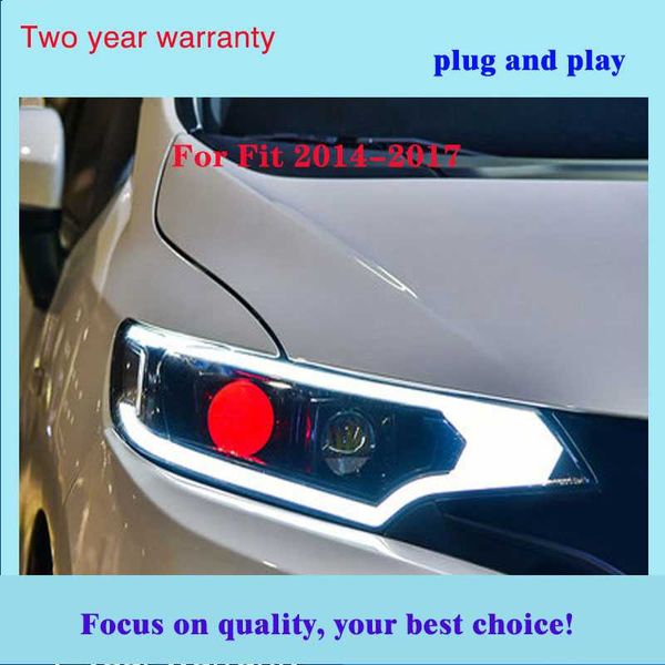 

car styling headlight assembly for fit headlights 2014-2017 fit head light led angle eyes h7 xenon front light