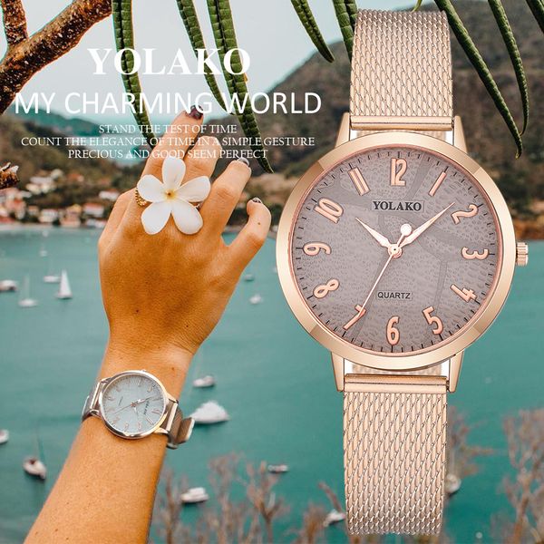 

yolako women's casual quartz leather band new strap watch analog wrist watch ing, Slivery;brown
