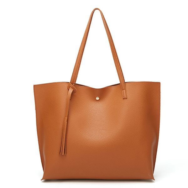 

2020 women's shoulder bag tassel tote bag lychee pattern women's