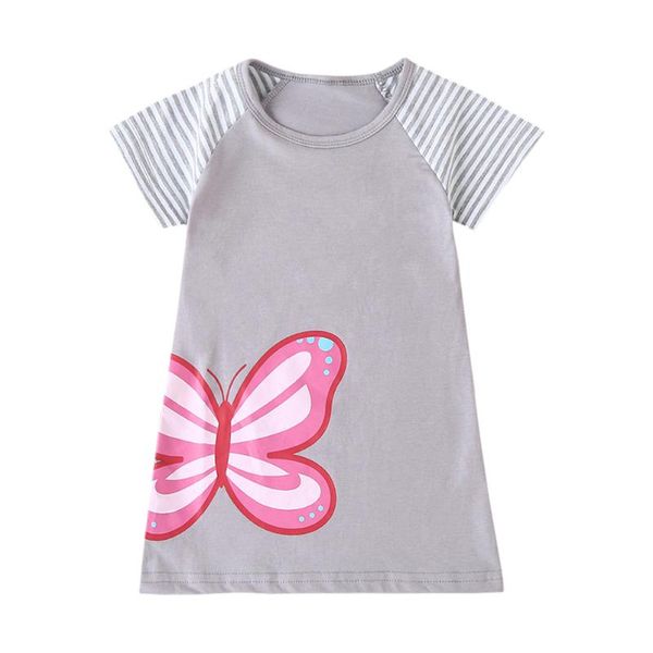 

girls short sleeve dresses cute butterfly print baby cotton casual dress, Red;yellow