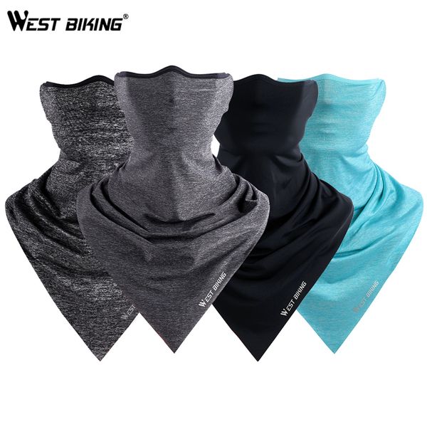 

west biking ice silk cycling half mask outdoor summer face mask neck gaiter bandana headwear men women triangle bike headscarf, Black