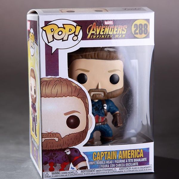 

kawaii funko pop marvel comics avengers 3: infinity war captain america vinyl action figure with box #288 toy gift for kids