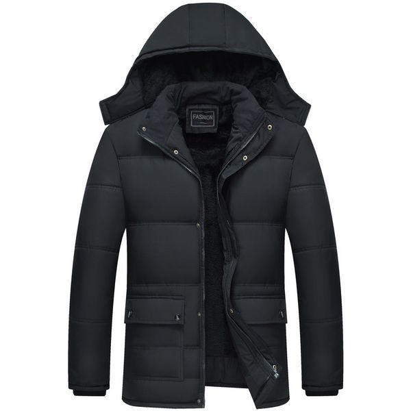 

winter men jacket parka warm velvet fleece casual hooded coat mens cotton slim thick jacket male outwears casacos masculino 5xl, Black;brown