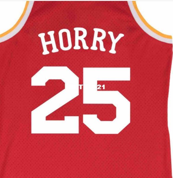 

vintage #25 robert horry red white mesh real embroidery bsaketball jersey size s-4xl or custom any name or number basketball jersey, Red;gray