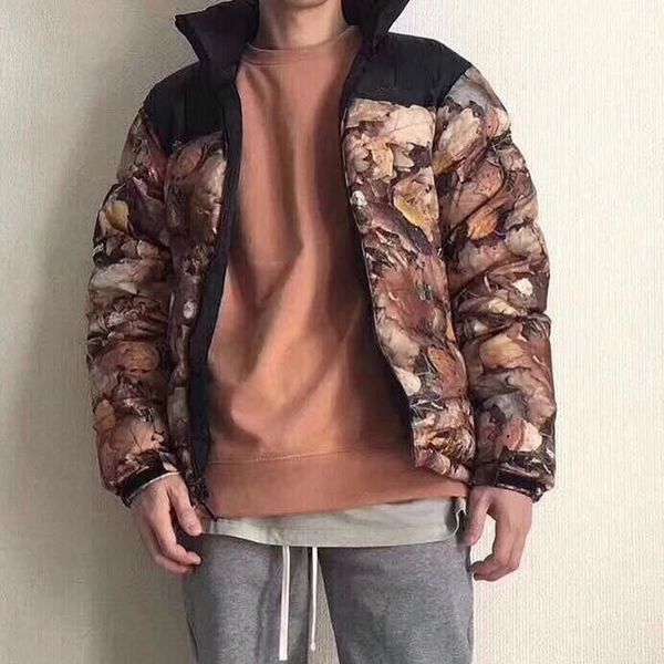 

Deciduou leave print coat men de igner down coat men luxury brand outerwear parka women winter down jacket