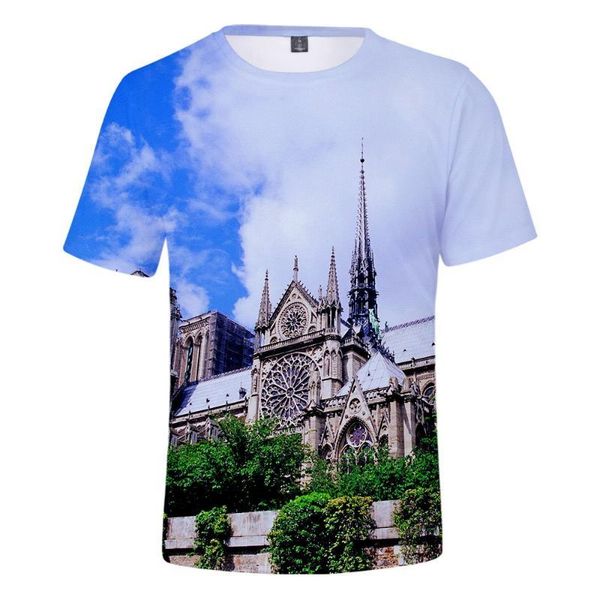 

paris tshirts fashion men women o-neck 3d printed tees short sleeved 2019 new summer notre dame de, White;black