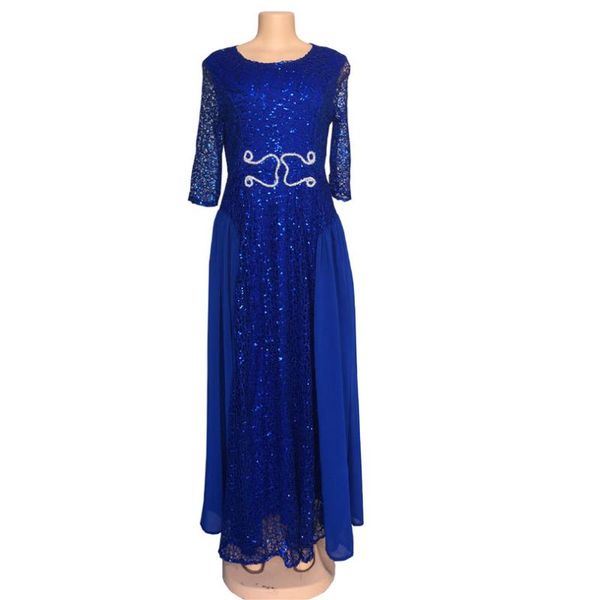 

new africa woman style fashionable lace sequins pure color lady dress party spuer size l xl xxl xxxl, Red