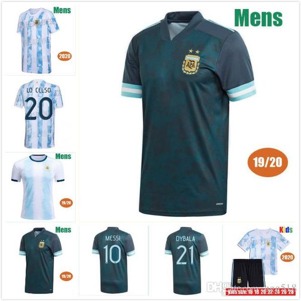 

2020 2021 argentina soccer jersey 20 21 copa america home away argentina messi dybala icardi higuain man + kids football shirt, Black;yellow