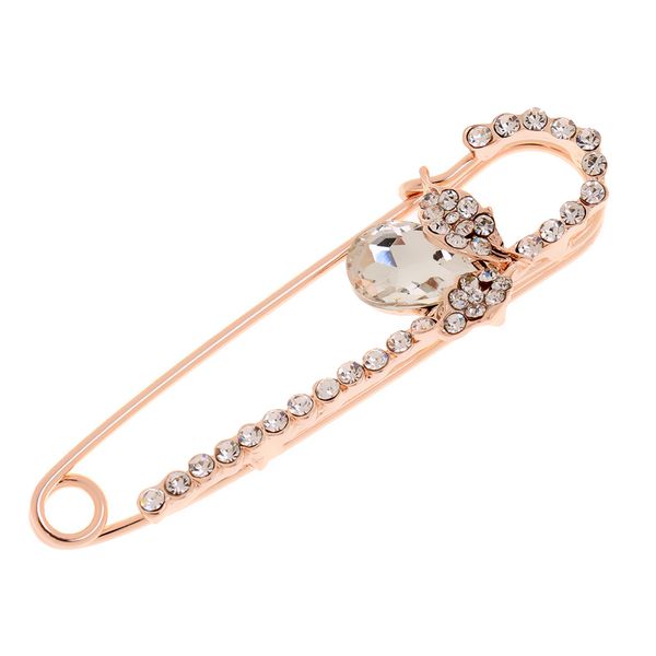 

sparkle crystal safety pin brooch clip for ladies scarf coat gown rose gold, Gray