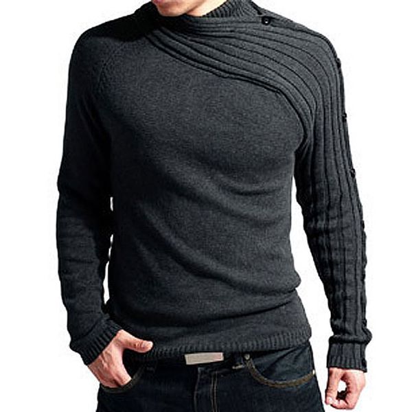 

2019 winter european and american style men's casual self-cultivation large size sweater fashion scarf collar bottoming sweater, White;black