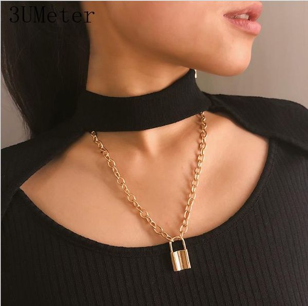 

lateefah zilver kleur hangslot hanger chain brand nieuwe legering rolo kabel chain gift drop shipping, Silver
