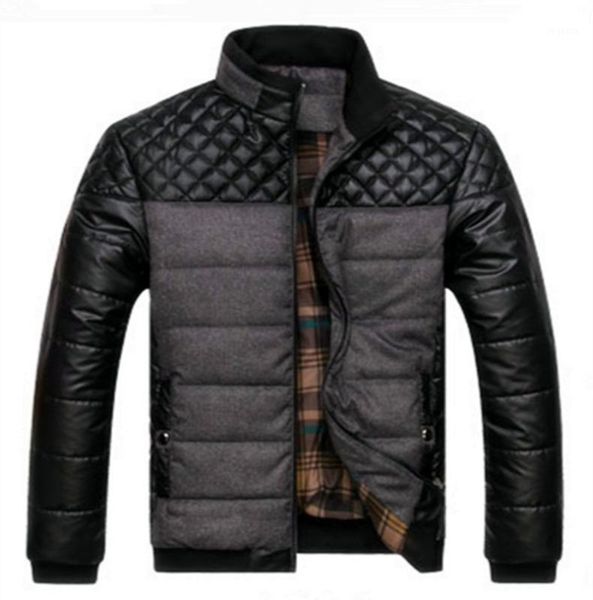 

dropshipping winter spring thick men's jackets and coats pu patchwork designer fashion mens jackets cotton outerwear1, Black
