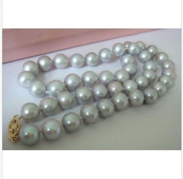 

18 inch huge south sea 11-12mm tahitian gray pearl necklace 14k clasp, Silver