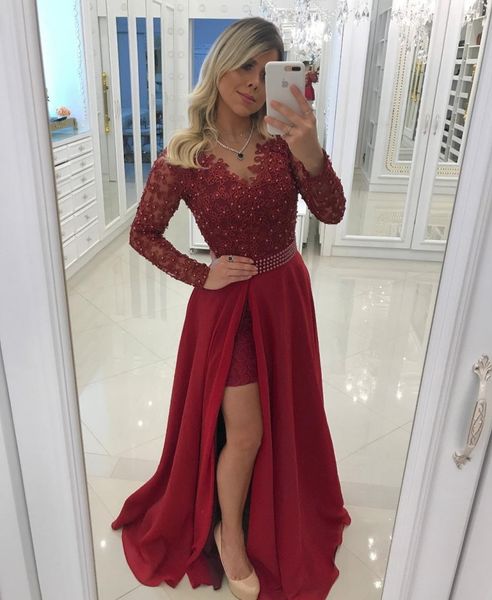 

plus size burgundy long sleeve prom evening dresses formal dress vestidos de fiesta de noche robe de soiree 2020 long, Black