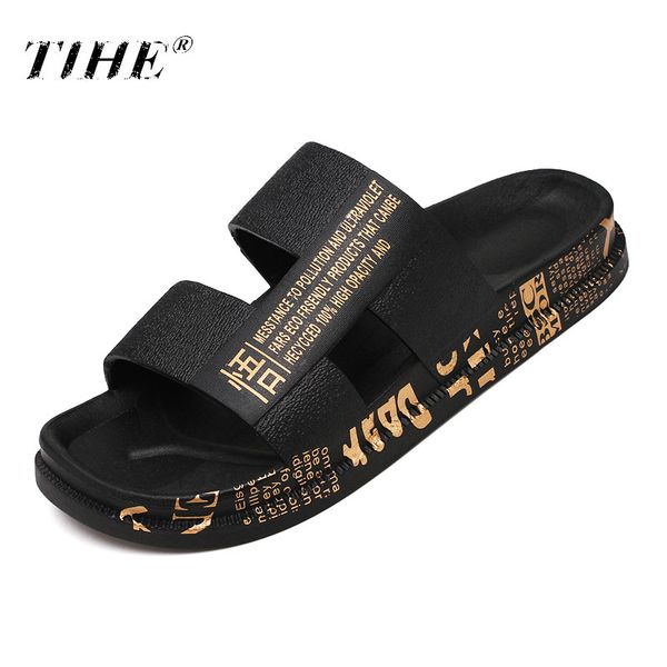 

zapatillas hombre 2019 summer new sandals men trend flats slippers shoes male comfortable flip flops outdoor leisure beach shoes, Black