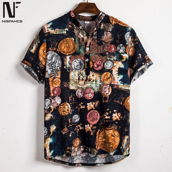 

casual men shirt plus size high street blouse summer fashion harajuku shirts 2019 mens hawaiian clothing cool club beach, White;black