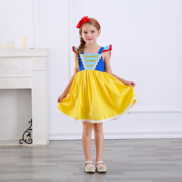 

new arrival princess girls dress kids cotton tulle fluffy party costume fashion halloween christmas children clothes, Red;yellow