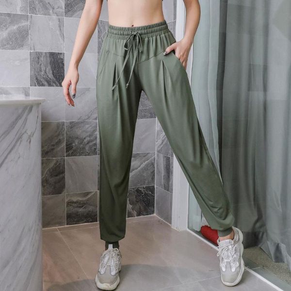 

running pants binand pocket sports women loose fitness quick drying yoga high waist trouser rayon sportswear, Black;blue