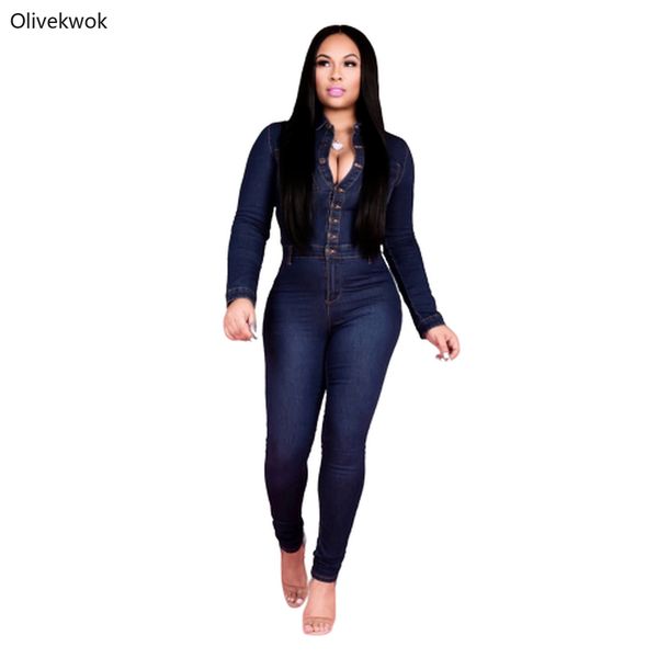 

women's jumpsuits & rompers olivekwok autumn casual fashion women jumpsuit solid color turn-down collar button long sleeve high waist d, Black;white