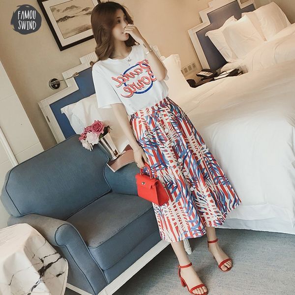 

piece two set women 2 wear sets casual spring piece set women slim t shirt mid calf skirt, White