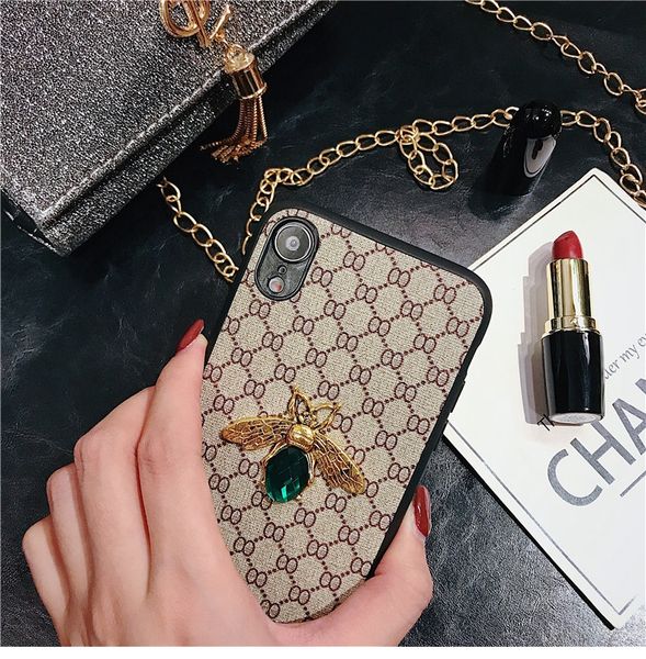 

new luxury 3d bee retro cloth phone case for iphone 11 pro case x xr xs xs max 7 8 6s 6 plus diamond fabric embroidery leather cover