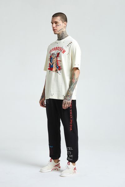 

top quanlity мужская футболка kanye same style hip hop designer мужская футболка hold the gate печать повседневной уличной футболки большого, White;black