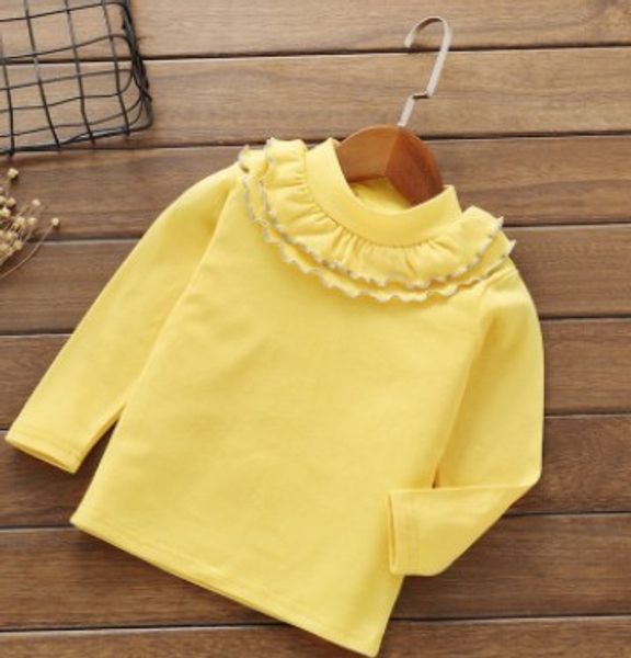 

loozykit girls baby bottoming shirt 2019 new solid color lace round neck children's t-shirt bottoming shirt girls, Blue