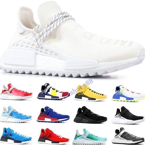 

nmd human race trail running shoes men women pharrell williams hu runner nerd black white cream yellow trainer sports sneakers size 5.5-12