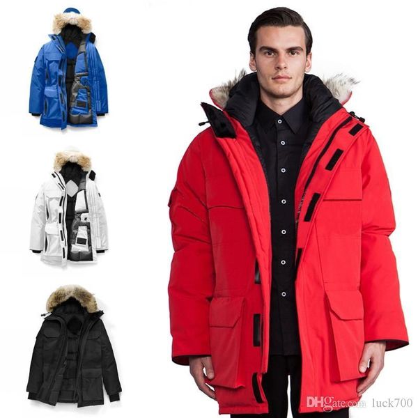 

экспедиция зима fourrure вниз куртка homme jassen chaquetas верхняя одежда большой мех с капюшоном fourrure manteau гусиный пух куртка пальт, Black