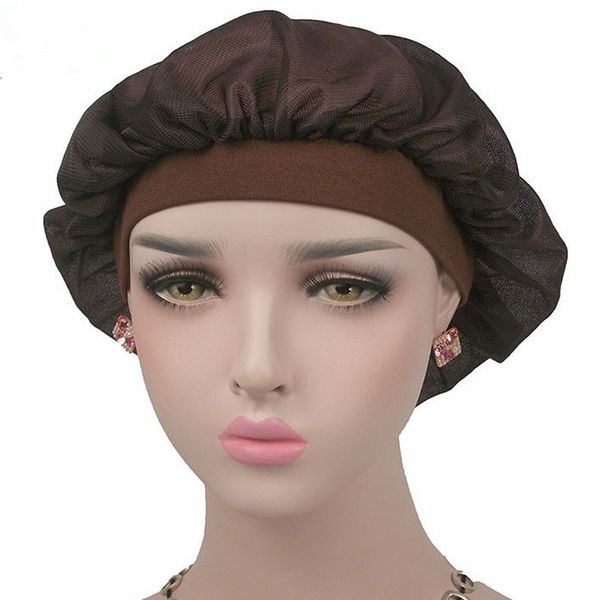 

solid color satin bonnet caps women girl hair care night sleep hat head wrap soft accessories, Blue;gray