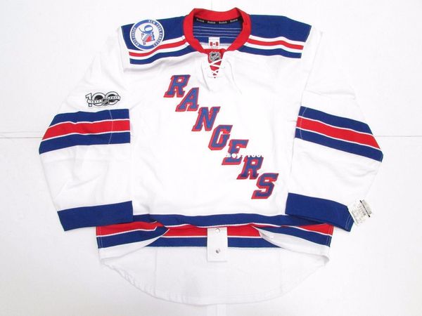 

custom new york rangers away 100th anniversary team issued jersey stitch add any number any name mens hockey jersey xs-6xl, Black;red