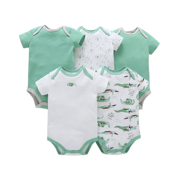 

5pcs/lot newborn baby bodysuits short sleeve twins baby clothes 0-12m jumpsuit tiny cotton newborn bodysuit, Blue