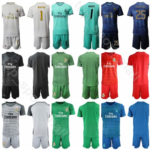 

2020 Goalkeeper GK Goalie Soccer Real Madrid 13 Thibaut Courtois Jersey Set 1 Alphonse Areola Keylor Navas Iker Casillas Football Shirt Kits
