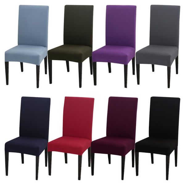 

6шт сплошного цвета крышки стула spandex простирания упругие slipcovers крышки стула уайта для столовой кухня свадебный банкет отель