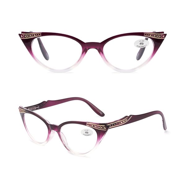 Occhiali da lettura Fashion Cat Eye all'ingrosso per donna Designer Lettori da donna Big Frame vendita calda Economici +1.00 +1.50 +2.00 +2.50 +3.00 +3.50