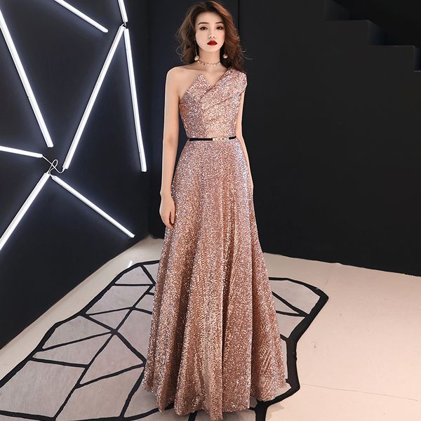 

in stock 2019 new long evening dress wine red back v neck shine sequin sparkle elegant women evening party gowns lyfy78, White;black