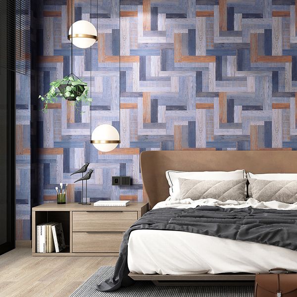 

vintage blue stripes wood wall paper bedroom adecoration waterproof wall paper roll for living room clothing store