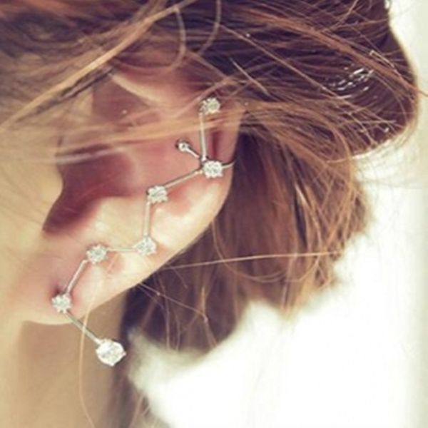 

1 unit fashion silver crystal ear clip geometric statement earrings charm bijoux clip for women jewelry