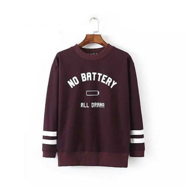 

new fashion women casual long sleeve sweatshirts jumper letter pullover slim, Black