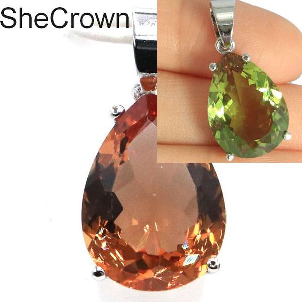 

created 18x13mm color changing spinel paris blue z pink tourmaline silver pendant 27x13mm