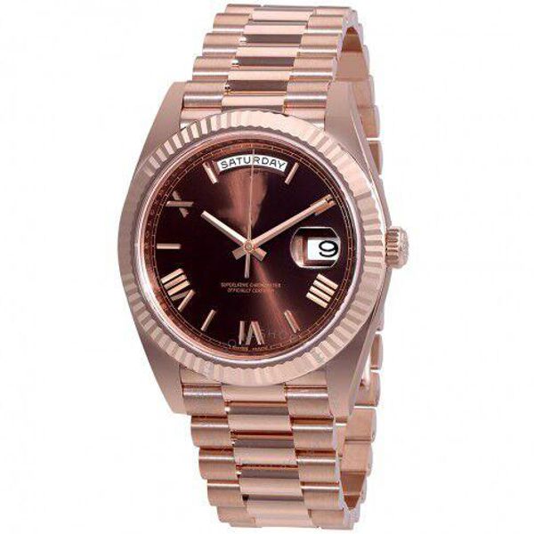 

2020 new 9 types 41mm black dial automatic glide smooth second hand 18k yellow gold watch scratch resistant sapphire crystal wholesale, Slivery;brown