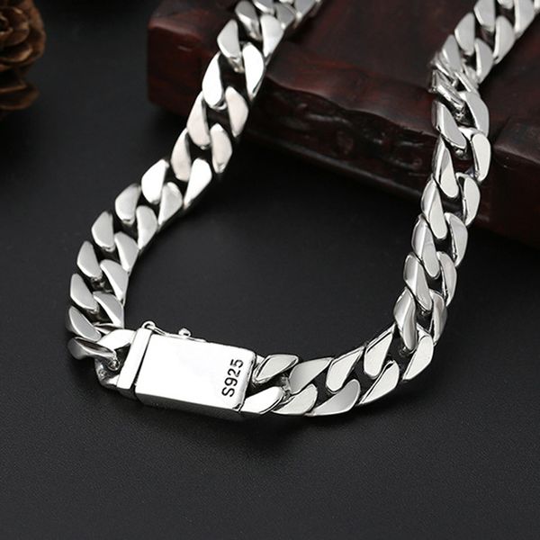 

100% real 925 sterling silver jewelry personality simple popular thai silver retro 8mm thick models men and women necklace